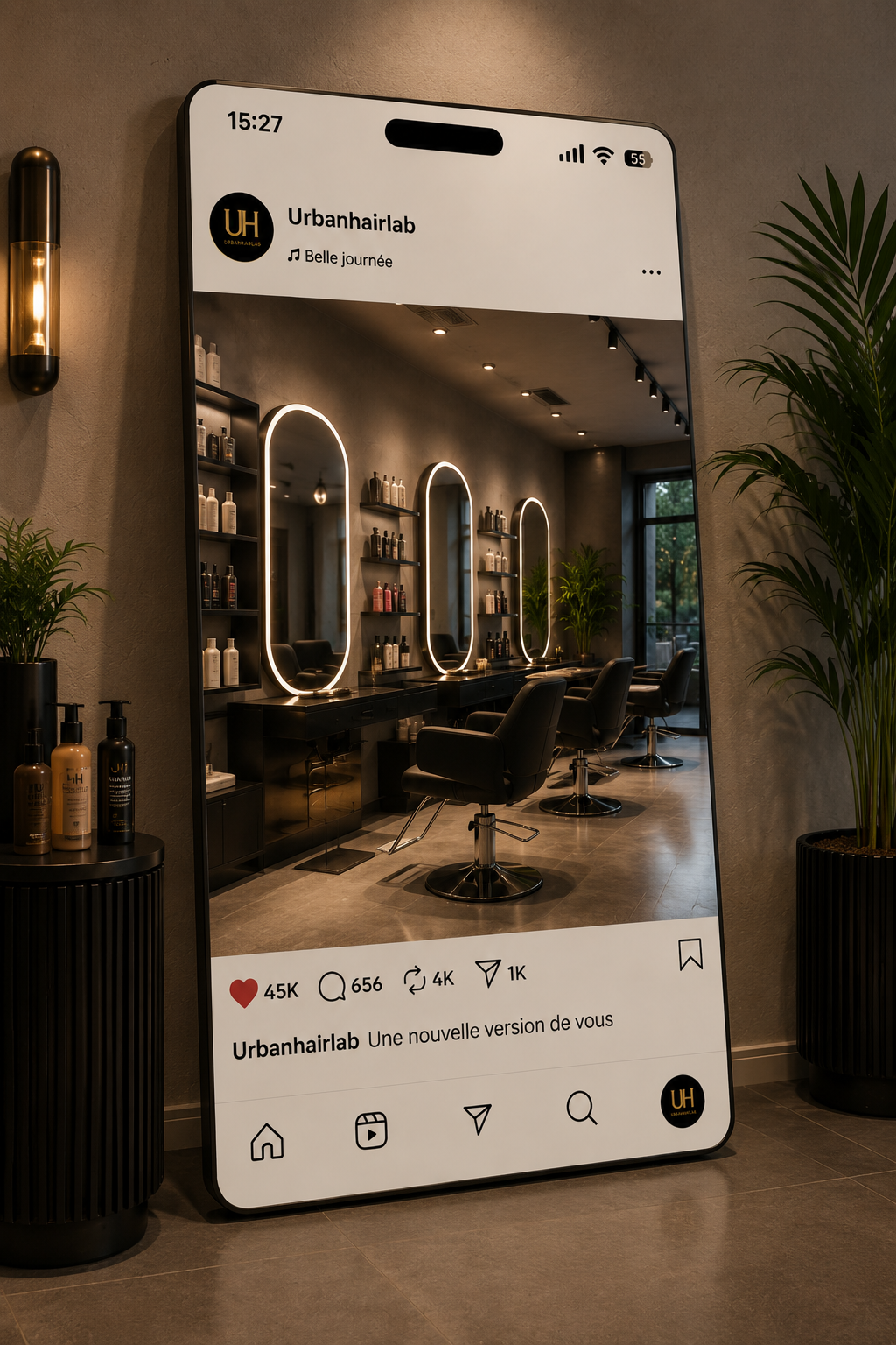 Miroir SpotStory — Urban Hair Lab